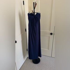 Weddington Way Collection Navy Strapless Chiffon Bridesmaid Maxi Dress – Size XS
